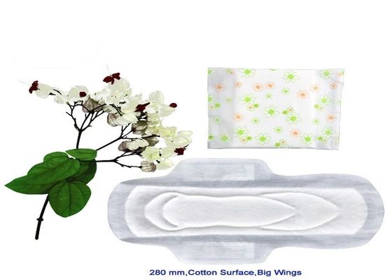 White PE Backsheet Winged Hypoallergenic Sanitary Pads For Heavy Bleeding