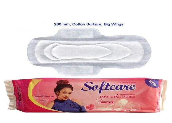 Soft Non Woven Eco Friendly Disposable Sanitary Pads 1mm Thick Cotton Surface